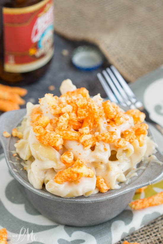 BOWL of pasta, cheese, and Cheetos Eight Cheese Mac n Cheese with Cheetos