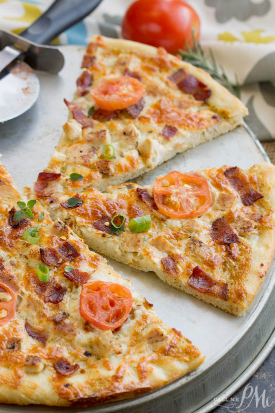 homemade pizza with bacon chicken tomatoes Ranch Sauce Pizza with Chicken
