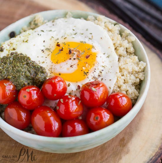 Pesto Quinoa Bowl and Blistered Grape Tomatoes