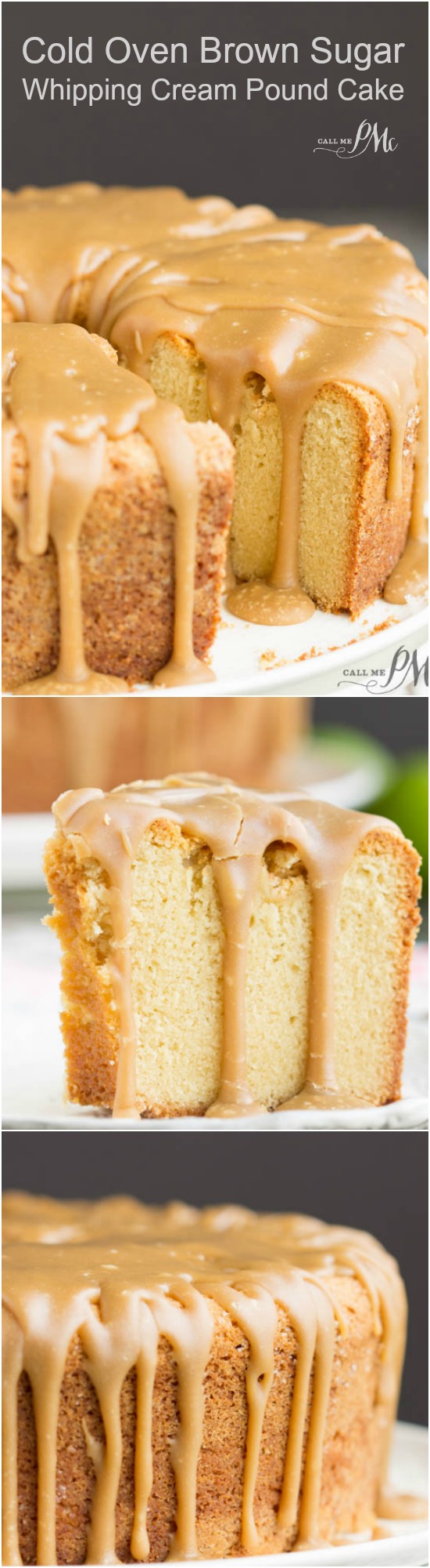 Cold Oven Brown Sugar Whipping Cream Pound Cake is perfectly moist and velvety on the inside with that crusty top that's loved so much. #cake #poundcake #poundcakefromscratch #poundcakepaula #dessert #recipe #fromscratch #callmepmc #recipes #baked Cold Oven Brown Sugar Whipping Cream Pound Cake i