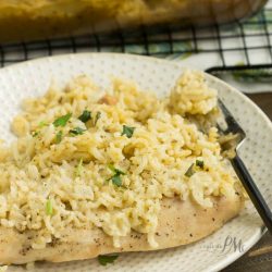 No Peek Chicken Rice Recipe! It's a one-dish, quickly prepped, put-it-in-the-oven-and-forget-it recipe that's out-of-this-world delicious too!