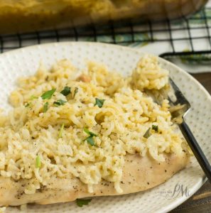No Peek Chicken Rice Recipe! It's a one-dish, quickly prepped, put-it-in-the-oven-and-forget-it recipe that's out-of-this-world delicious too!