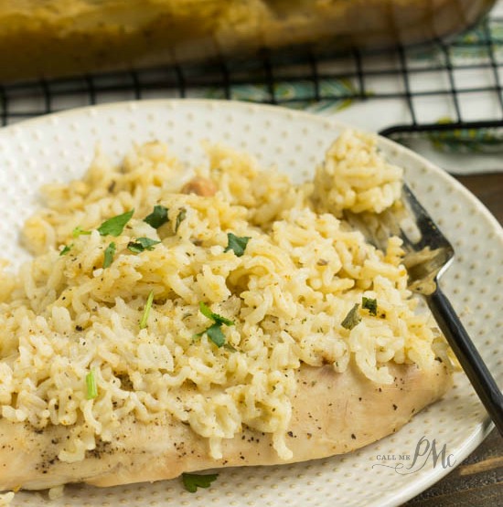 No Peek Chicken Rice Recipe! It's a one-dish, quickly prepped, put-it-in-the-oven-and-forget-it recipe that's out-of-this-world delicious too!