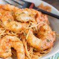 Shrimp Pasta in Spicy New Orleans Tomato Cream Sauce simple 30 minute recipe