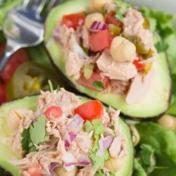 Avocado Filled Canned Tuna Ceviche Salad