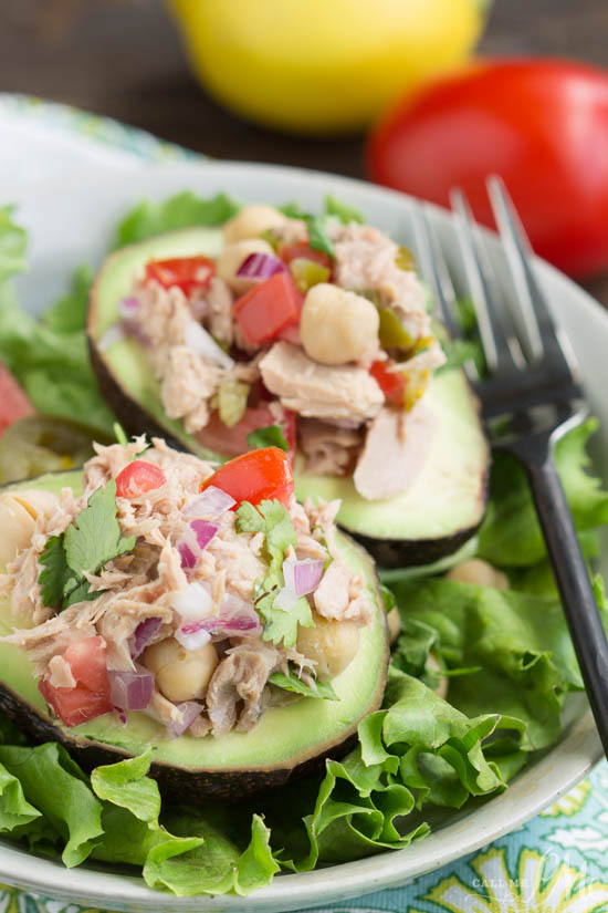 Avocado Filled Canned Tuna Ceviche Salad a lighter lunch option that's full of nutrients and flavor. I received free samples of Chicken of the Sea Chunk Light for the purpose of this post and created this simple, healthy, and low calorie lunch recipe.