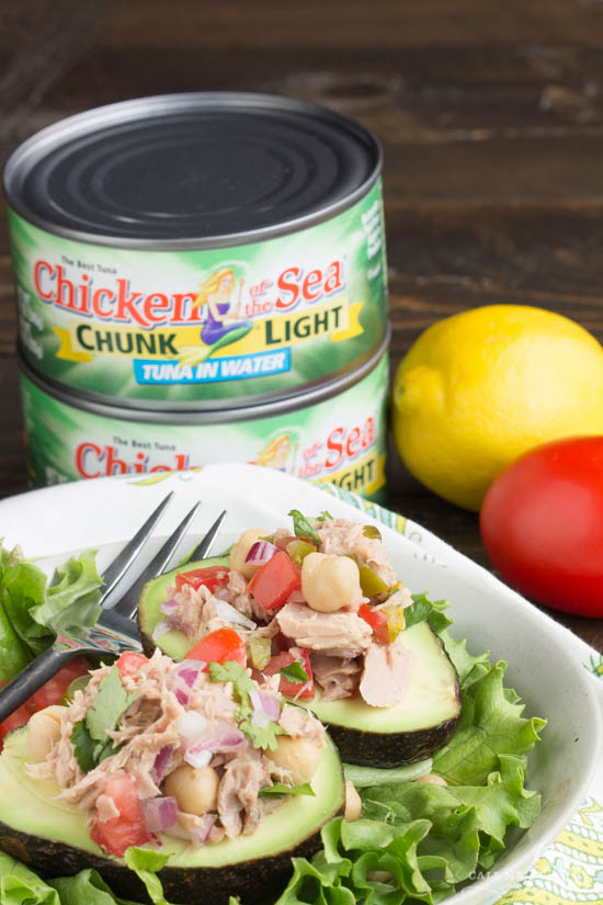 Avocado Filled Canned Tuna Ceviche Salad