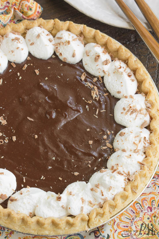 Mama's Famous From Scratch Chocolate Pudding Pie is silky, luscious, and velvety. This classic recipe is super easy and can be made in less than 30 minutes. Chocolate Pudding Pie