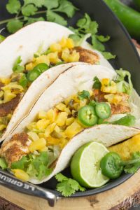 Jamaican jerk fish tacos.
