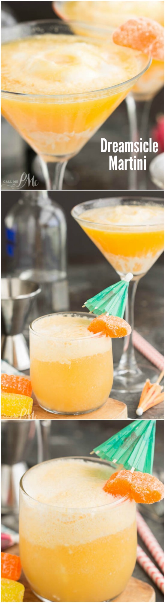 Dreamsicle Martini Recipe is a vodka cocktail made with ice cream and orange juice. It's fun summer time drink and can be made with or without the vodka!
