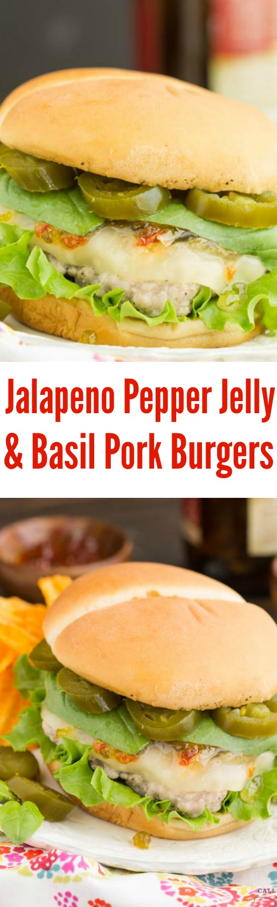 Spicy Jalapeno Pepper Jelly and Basil Sauce Pork Burgers  