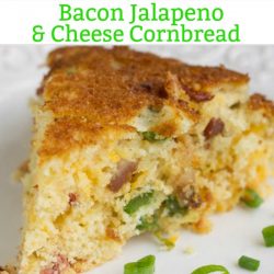 Slightly sweet and savory, Southern Cheesy Jalapeno Bacon Skillet Cornbread, is full of smokey bacon, spicy jalapenos, and creamy cheese. Alone or as a side, this cornbread recipe is so good!