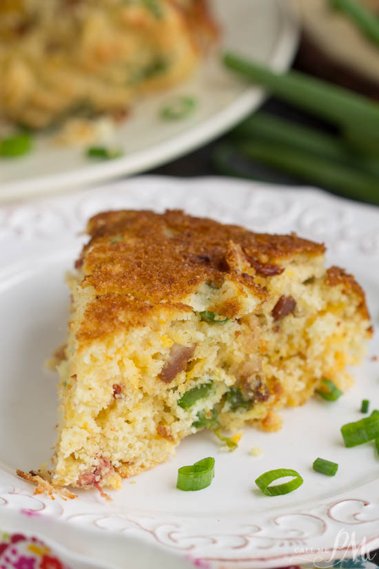 Cheese cornbread recipe. Slightly sweet and savory, Southern Cheesy Jalapeno Bacon Skillet Cornbread, is full of smokey bacon, spicy jalapenos, and cheese. Alone or as a side, this cornbread recipe is delectable!