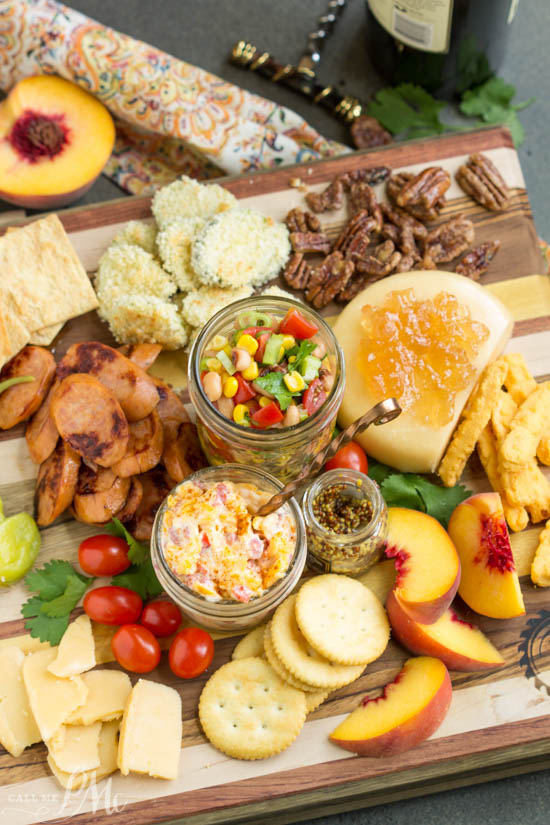 Southern Inspired Charcuterie Board with Black Eyed Pea Salsa features crowd-pleasing Southern favorites both sweet and salty, crunchy and creamy for care-free evening entertaining.