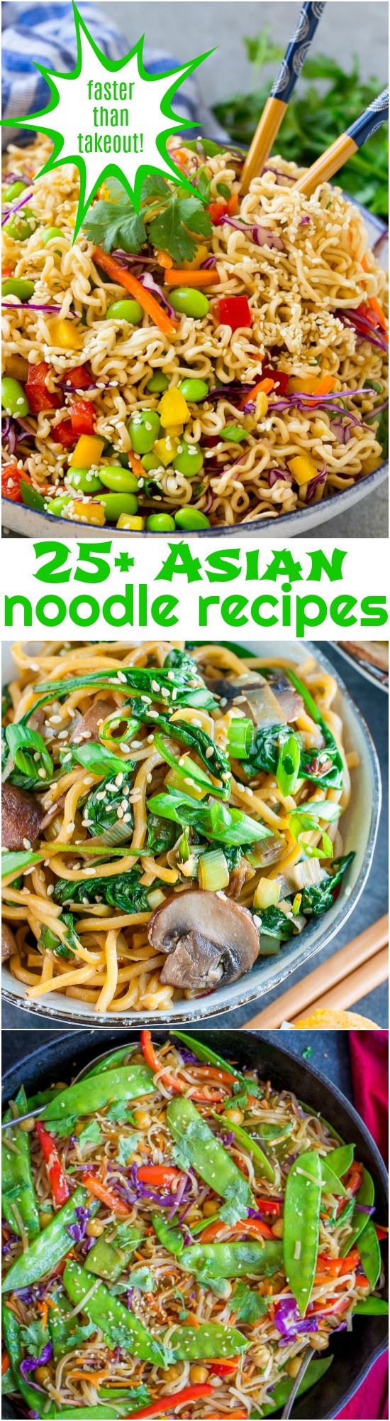For all Asian loving, noodle loving foodies out there, I put together this incredible collection of 25+ Asian Noodle Recipes that are Easier than Takeout! 