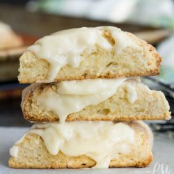 Nothing puts you in the holiday spirit more than hot Eggnog Scones and a warm mug of coffee or hot chocolate.