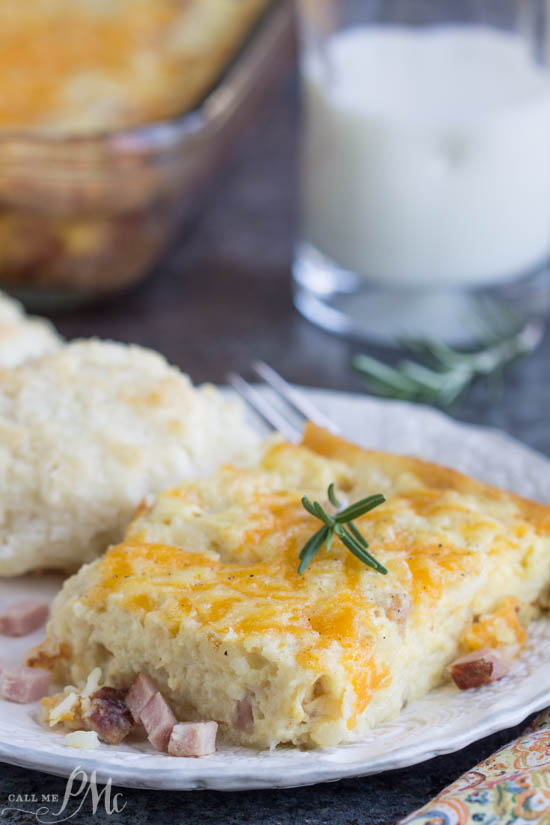 Brunch. recipe. Ham Hashbrown Casserole is an easy, cheesy, hearty breakfast recipe that's loaded with tasty ingredients and no 'cream of' anything soups. It is the ultimate comfort food and great for breakfast, or at any meal!