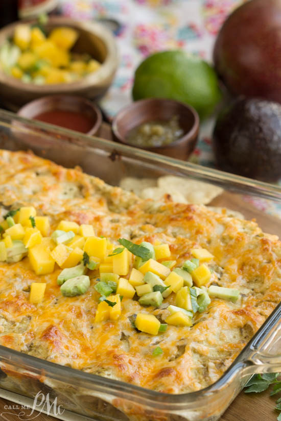 A healthy comfort food makeover! This easy salsa verde chicken enchilada casserole is everything you want in your enchiladas without the excess calories. Omit the cheese for even more fat and calorie savings!
