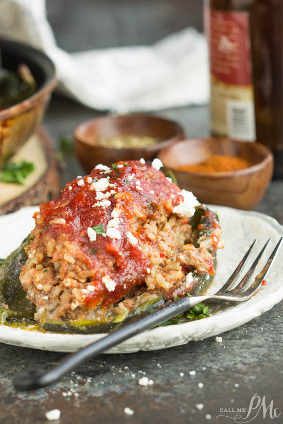 Meatloaf peppers recipe. beef. Roasted poblano peppers are stuffed with a hearty meatloaf in this Home-style Meatloaf Stuffed Poblanos recipe. Topped with a rich tomato sauce and tangy feta cheese, this is comfort food at its best. Roasted poblano peppers