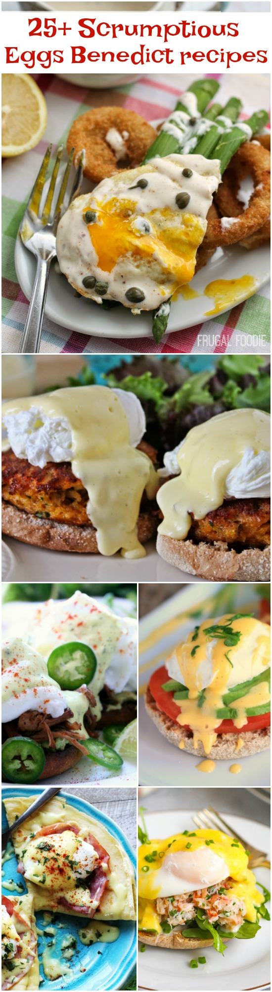 collage of eggs benedict