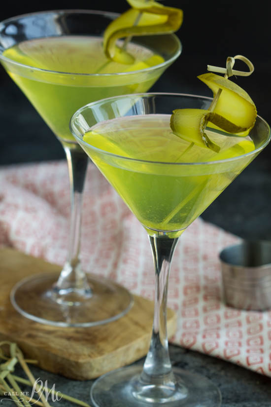 Cocktail beverage recipe. An easy savory martini, Dill Pickle Vodka Martini replaces the classic olives with cucumber pickles in this unexpected yet delightful cocktail recipe. clean martini