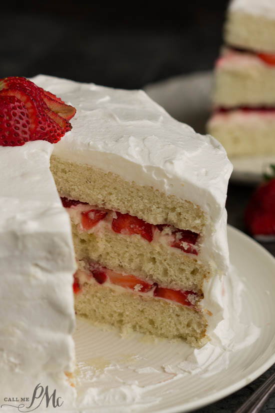 Impress your family and friends with this Strawberry Cream Cake filled with fresh strawberries, cream cheese, and whipped cream.