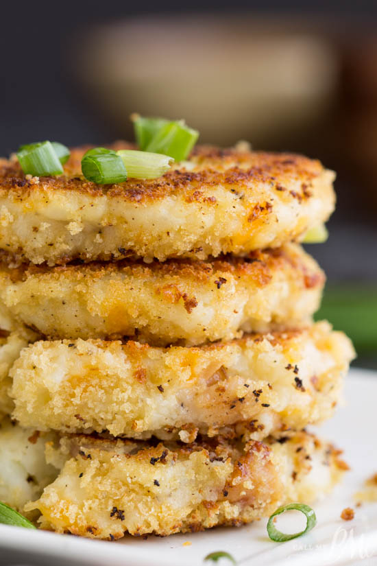 Side dish recipe. Crispy panko crusted Leftover Loaded Mashed Potato Pancakes are a fun and delicious way to enjoy leftover mashed potatoes. They go from fridge to table in just minutes. Potato Pancakes