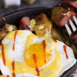 Sausage Potato Hash Fried Eggs Benedict