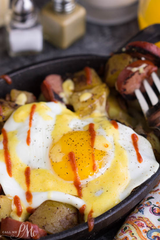 Sausage Potato Hash Fried Eggs Benedict