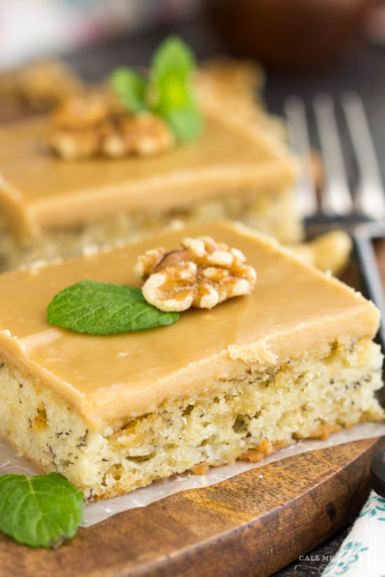 Banana Bread Blondies with Quick Caramel Frosting
