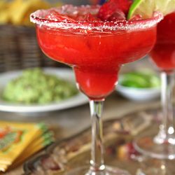 Strawberry Margarita on the Rocks