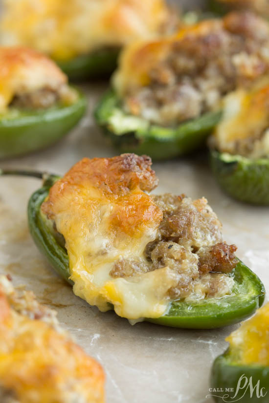 Filled with sausage and topped with cheddar, Baked Fiery Sausage Jalapenos couldn't be a more perfect entertaining appetizer. A simple bite-size appetizer packed with flavor that comes together quickly and easily with just four ingredients.