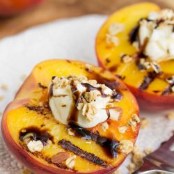 Peaches and Mascarpone with Balsamic Reduction