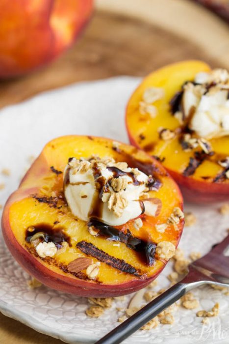 Peaches and Mascarpone with Balsamic Reduction  