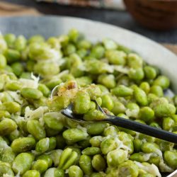 Shelled Crispy Parmesan Garlic Edamame is a healthy recipe that's high in protein and fiber. It's great as a snack and ready in 15 minutes.