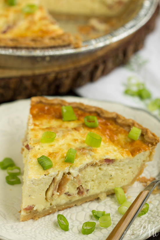 This easy breakfast quiche uses a prepared pie crust for convenience that's perfect for brunch.ย Bacon Havarti Quiche Recipe is a delicious combination of eggs, Havarti cheese, bacon, fresh herbs, all cradled in a delicious thin pie crust! Bacon Havarti Quiche