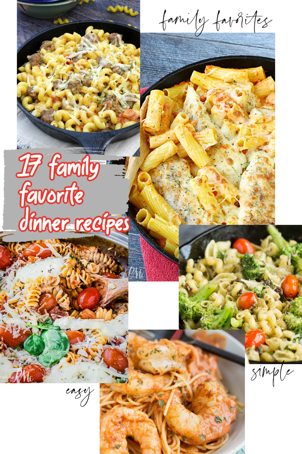collage of recipes Favorite Weeknight Pasta