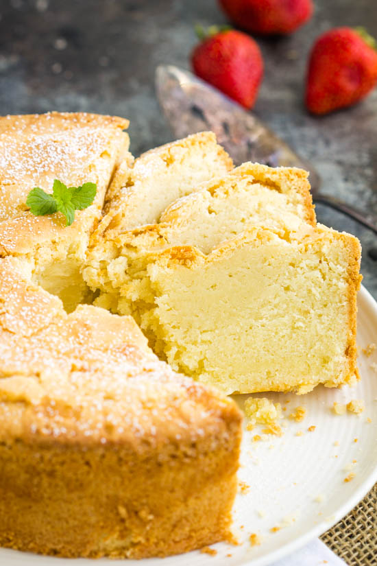 Pound cake with slices cut