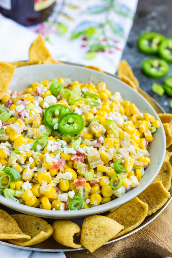Perfect for parties and entertaining, Mexican Street Corn Dip Recipe has the same great spicy flavors as Mexican Street Corn. This recipe is very versatile. It can be served as a dip hot or at room temperature, as a side dish, or in tacos or wraps.