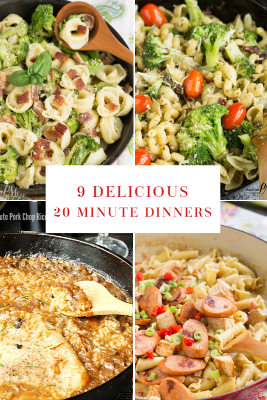 20 Minute Dinner Recipes. Quick, easy, and delicious recipes so you can spend less time in the kitchen and more time with your family. #recipes #20minutemeals #dinner