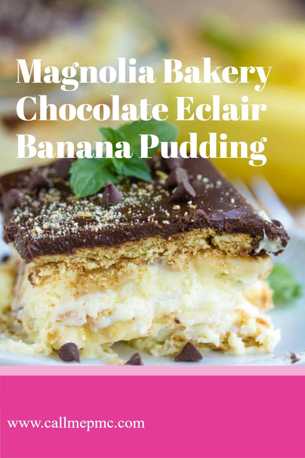 A no-bake dessert recipe, Magnolia Bakery Chocolate Eclair Banana Pudding, is an easy yet rich and decadent dessert. Multiple layers of yummy ingredients stack up to make one tasty treat.