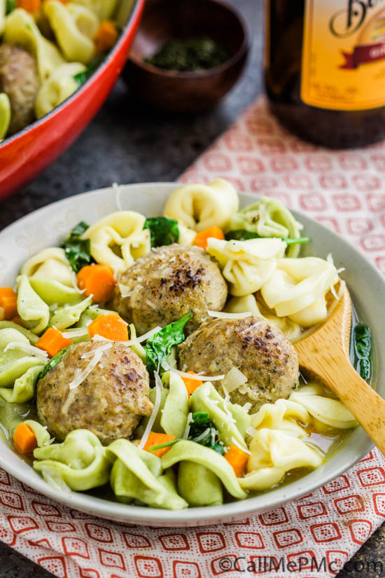 Skinny Turkey Meatball Tortellini Soup