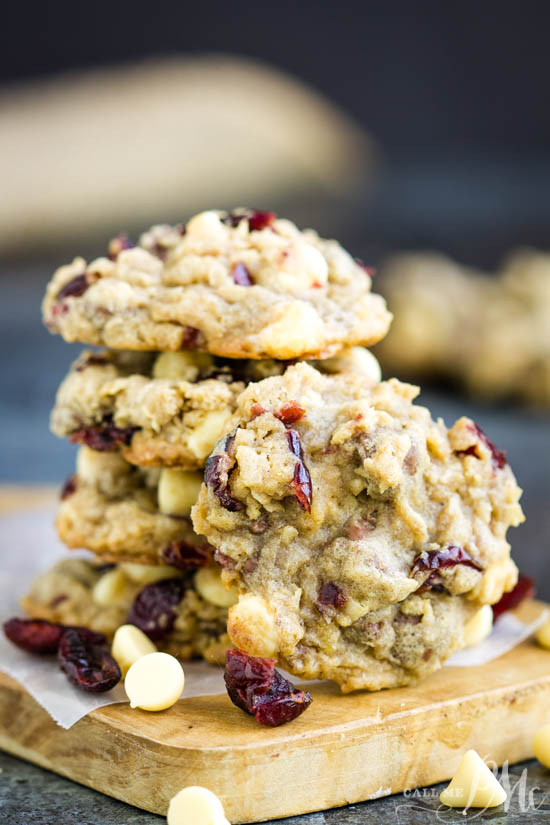 Big bakery-style cookies, Texas Ranger Cookies with Cranberries, has the flavor of the season. These melt-in-your-mouth cookies are super easy to make and insanely delicious! Texas Ranger Cookies