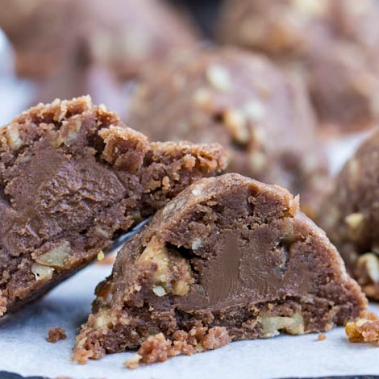 Chocolate Pecan Sandies Secret Kiss Cookies