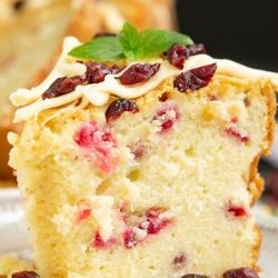 Holiday Greek Yogurt Cranberry Pound Cake