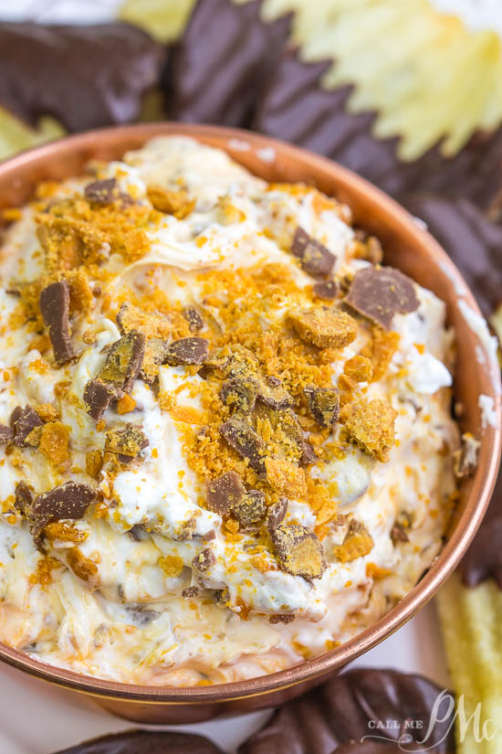 Butterfinger Dip with Chocolate Covered Potato Chips 