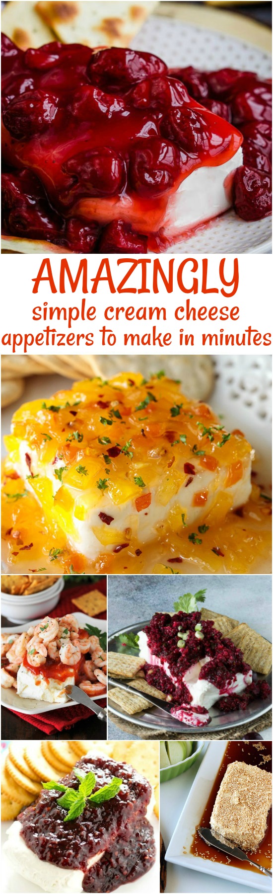 Easy Block Cream Cheese Appetizer Spreads that make a tasty last-minute appetizer with just a few ingredients.