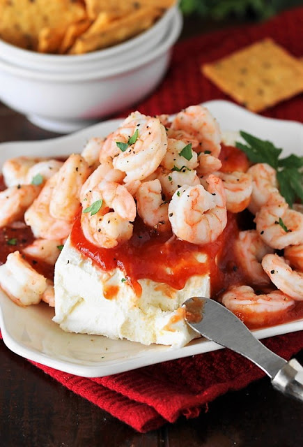 Shrimp and Cream Cheese Appetizer - Easy Block Cream Cheese Appetizer Spreads that make a tasty last-minute appetizer with just a few ingredients.