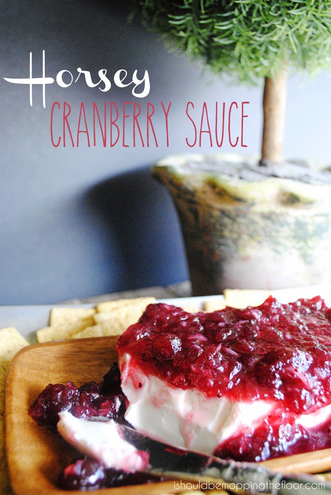 Horsey Cranberry Sauce - Easy Block Cream Cheese Appetizer Spreads that make a tasty last-minute appetizer with just a few ingredients.