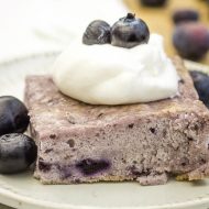 Angel Food Fat-Free Blueberry Cake recipe has just two ingredients. It's slightly sweet, tender, very moist with a nice blueberry flavor.